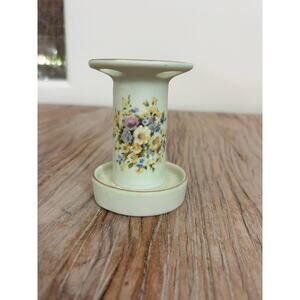 LEFTON Pale Green Tooth Brush Holder 270 Hand Painted Gold Rim 4 Holes Bathroom
